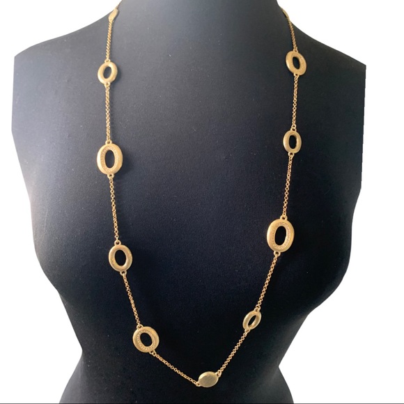 Necklace oval link goldtone with crystals - Picture 2 of 8